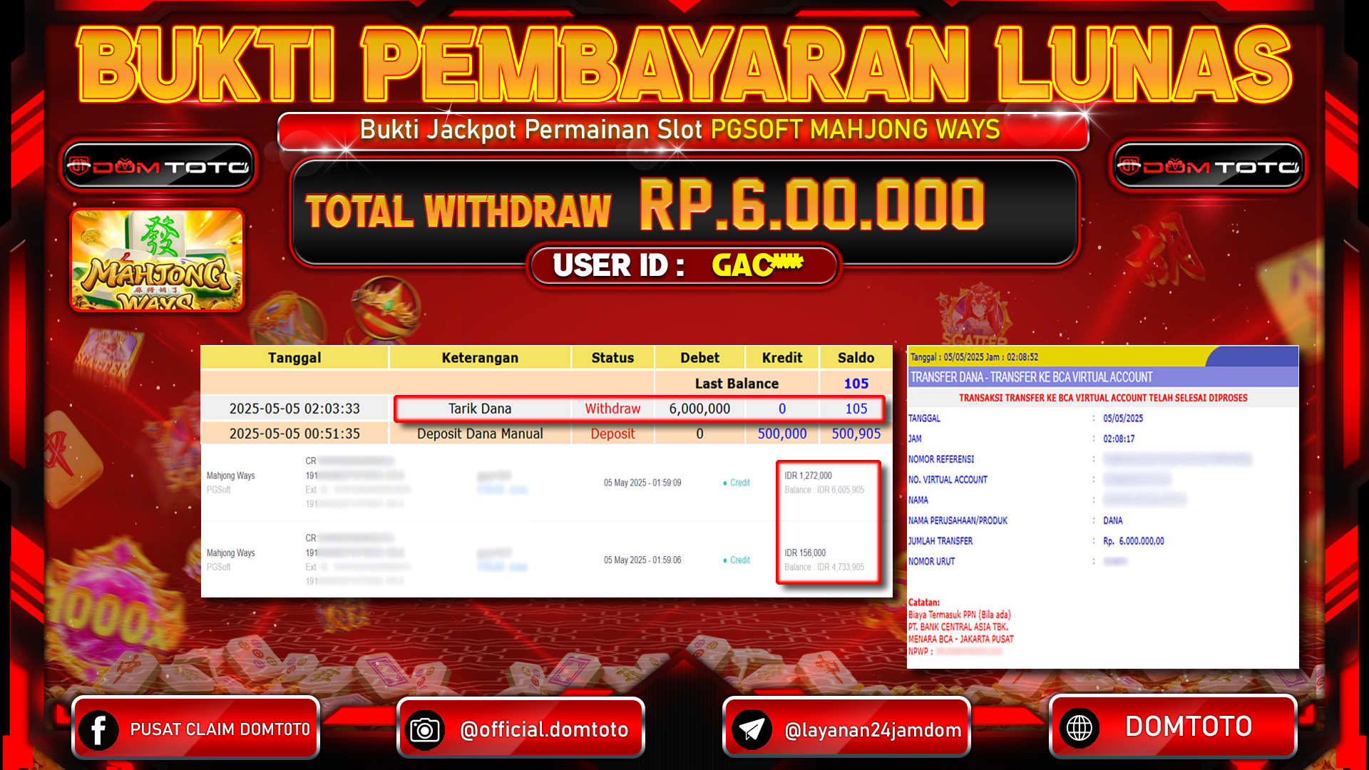 JACKPOT SLOT MAHJONG WAYS 05  MEI 2025